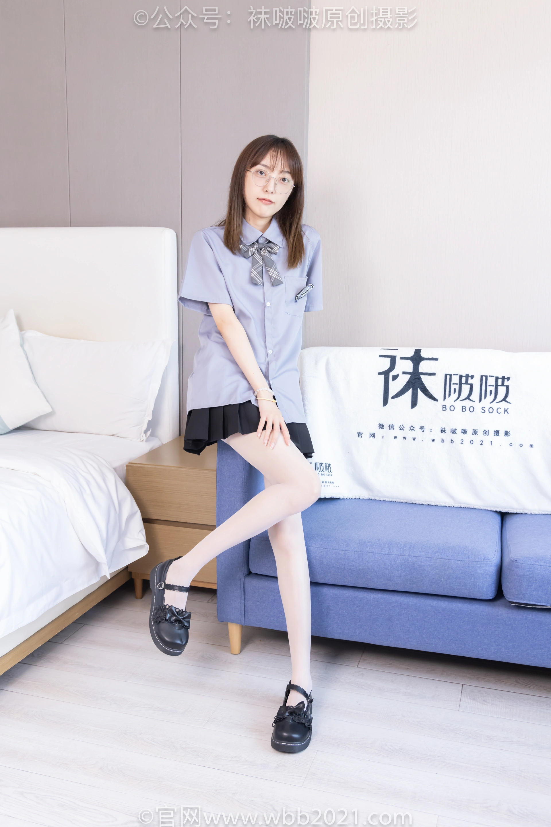 [BoBoSocks袜啵啵] NO.460 稚予-JK制服、皮鞋、帆布鞋、薄白丝（花絮版） 0