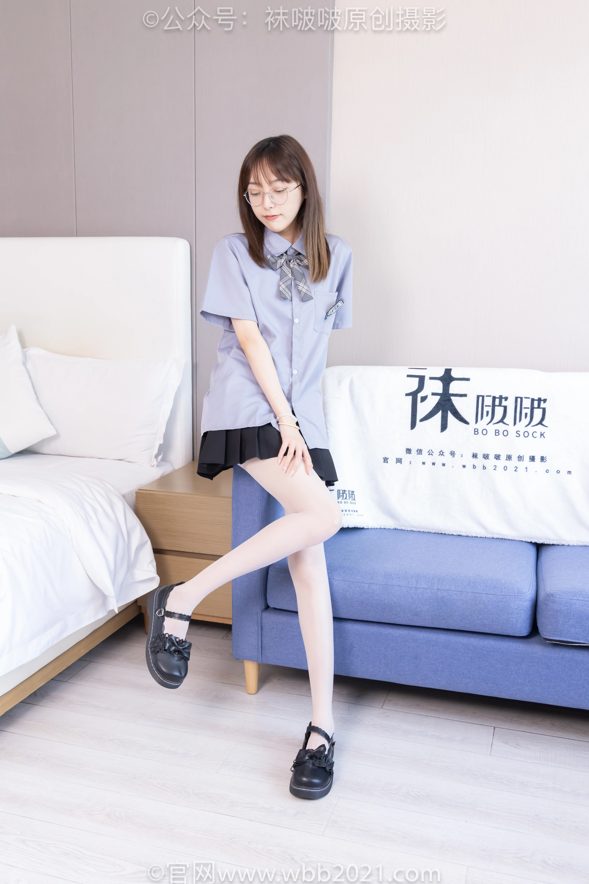 [BoBoSocks袜啵啵] NO.460 稚予-JK制服、皮鞋、帆布鞋、薄白丝（花絮版） 1